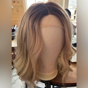 Luxury synthetic t part lace attached brand new blonde wig heat friendly quality
